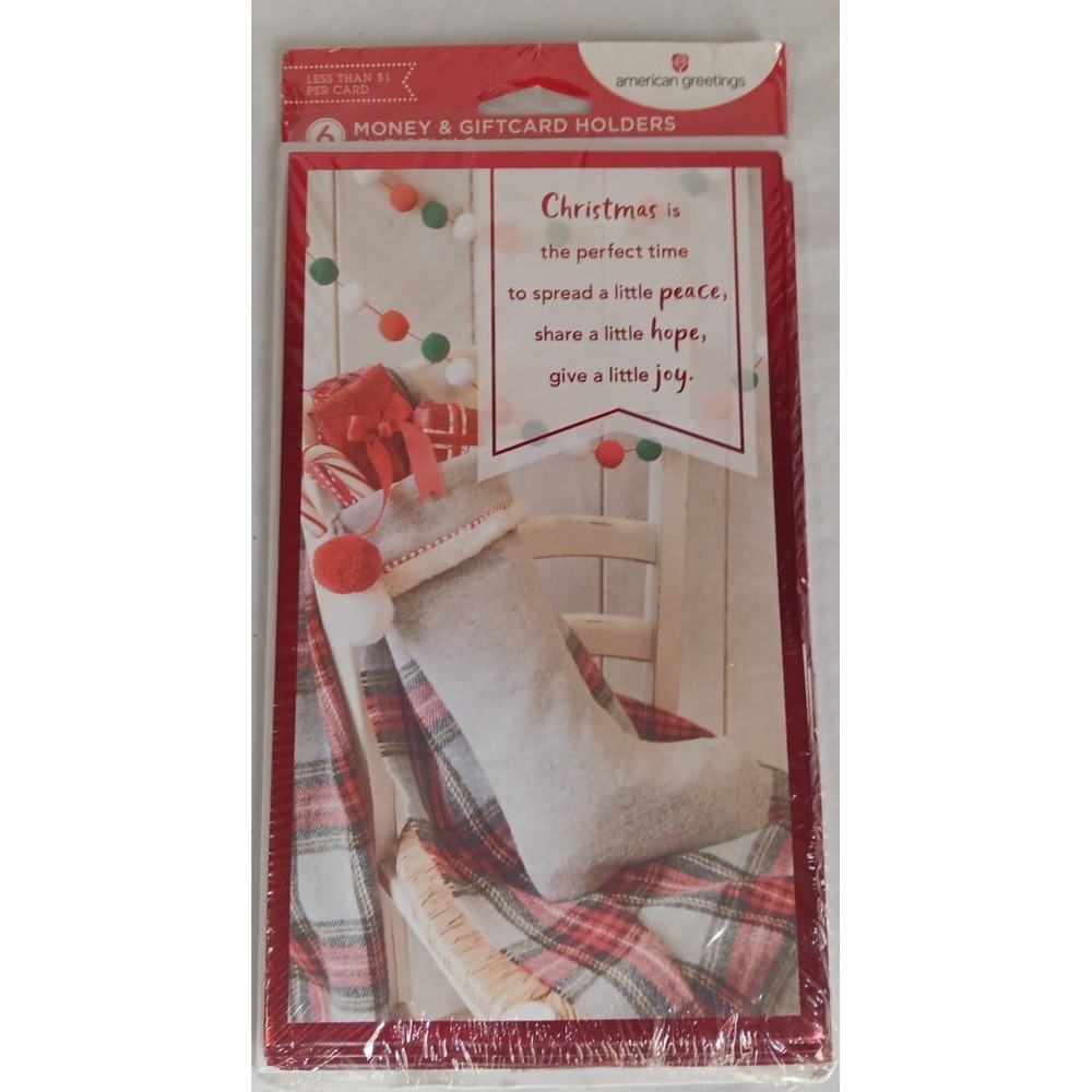 Money Gift Christmas Cards Envelopes (6)  Stockinged NEW American Greetings‎